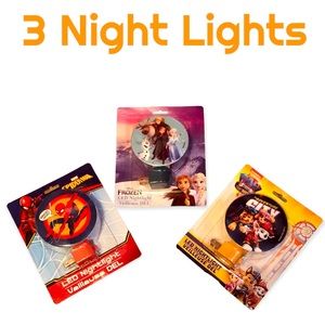 3 Children’s Character LED Nightlights! Frozen, Paw Patrol & Spider-Man!